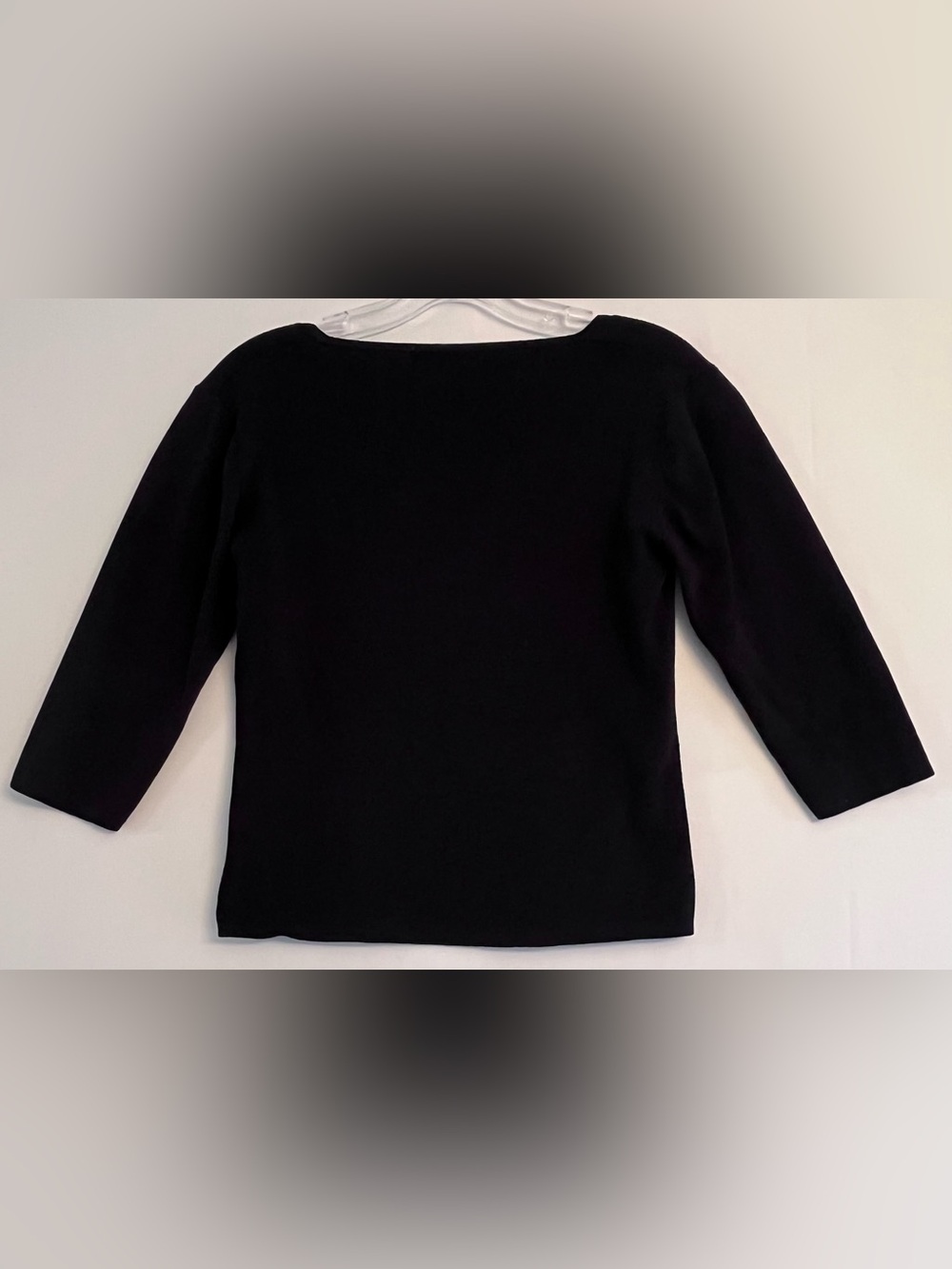 VITAE Black Square Neck Knit 3/4 Sleeve Top L
